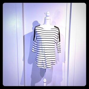 Ann Taylor cotton striped shirt, sequin shoulder